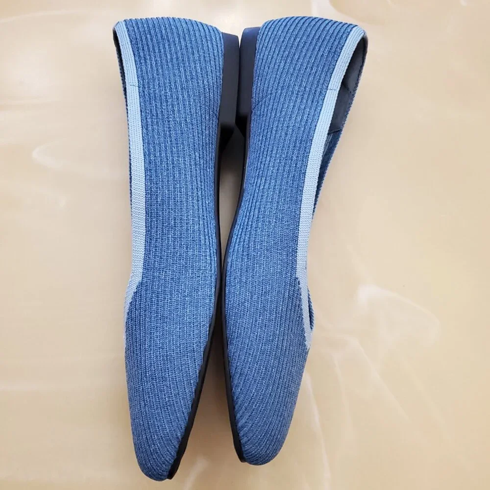Vivaia Square-Toe V-Cut Margot Slip On Ballet Flats in Denim Blue Size 42/10.5